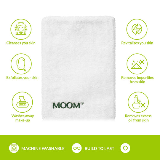 MOOM Spa Collection Face and Body Mitt - Proprietary Woven Microfibre Technology, Luxuriously Soft Mitt for Men/Women daily use - Exfoliates and Revitalizes your skin for a healthy glow 1 Pack